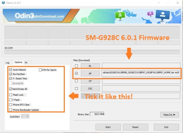 odin software usage re-partiton and Nand erase