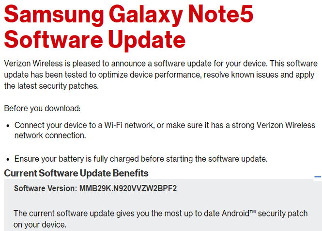 Download Verizon Note5 Update