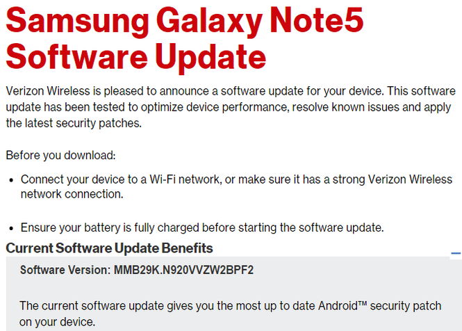 Download Verizon Note5 Update