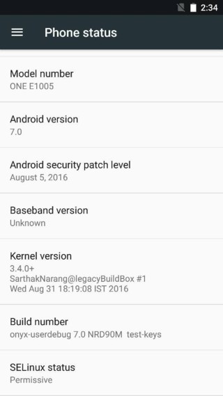 download cyanogenmod 14 oneplus x about phone screenshot