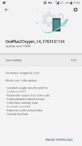 OnePlus 2 Oxygen OS 3.5.8 OTA download and changelog