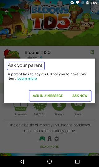 app installation request to parent