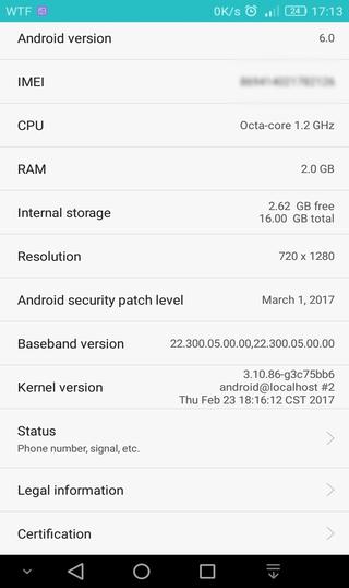 march 1 security patch build for Huawei p8 lite