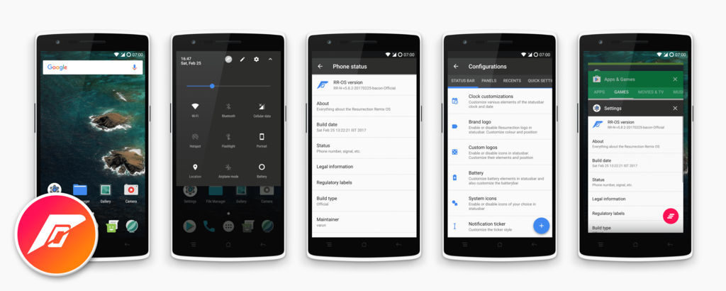 Resurrection remix 5.8.3 based on Android 7.1.2 nougat for OnePlus 1-2-3-3T-X