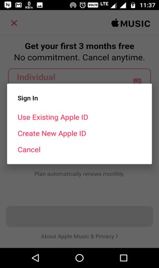 Apple ID for apple music app