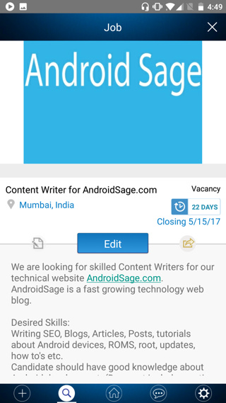 Androidsage business profile on workapp