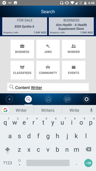 Workapp Search button easily search for anything