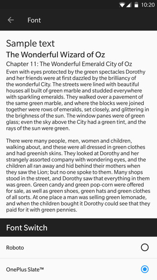 OnePlus Slate Fonts Screenshot