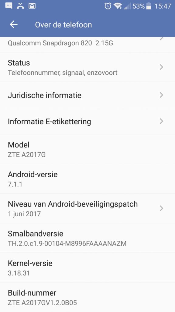 Axon 7 Nougat About Device