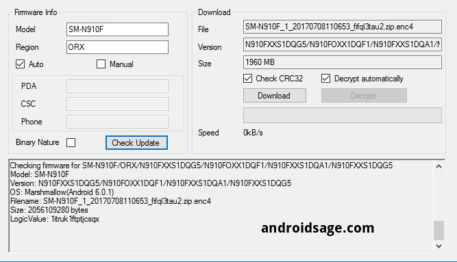 Downloading Samsung Galaxy Note 4 July 2017 security update