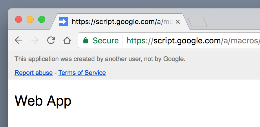 Google WebApp Warning
