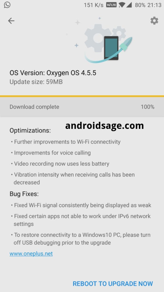 OnePlus 5 Oxygen OS 4.5.5 OTA update Downloads