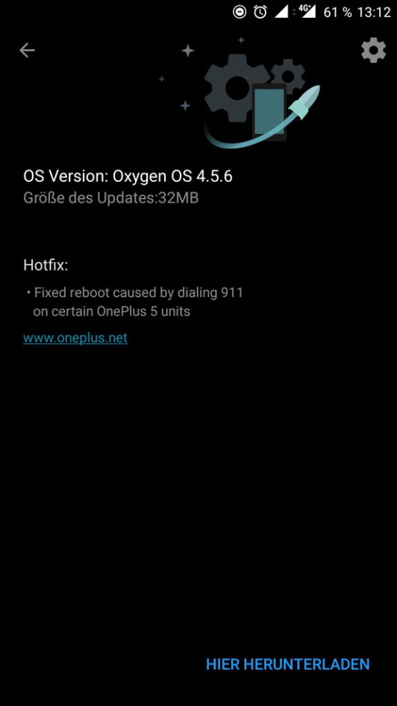 OxygenOS 4.5.6 for Oneplus 5 with 911 reboot hotfix