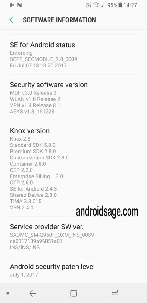 Samsung Galaxy S8 Plus latest update G950FXXU1AQG5 screenshot3