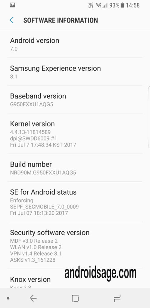 Samsung Galaxy S8 Plus latest update G950FXXU1AQG5 screenshot4