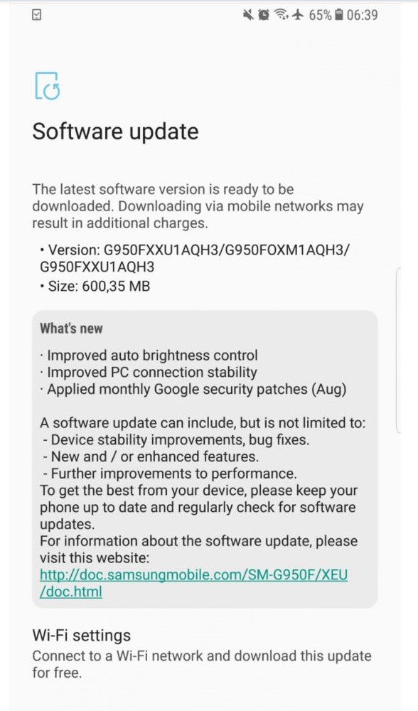 Samsung Galaxy S8 (Plus) August 2017 Security Patch G955FXXU1AQH3 changelog