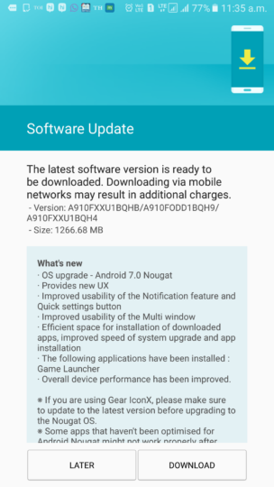  7.0 Nougat update for Galaxy A9 (Pro)