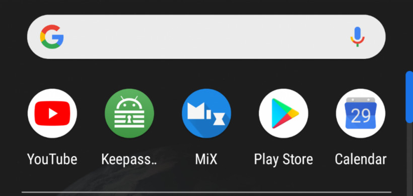 Old Search Bar in App Drawer from Google Pixel 2 XL