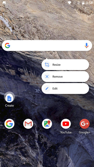 Pixel 2 Launcher's new Google Search Widget Screenshot