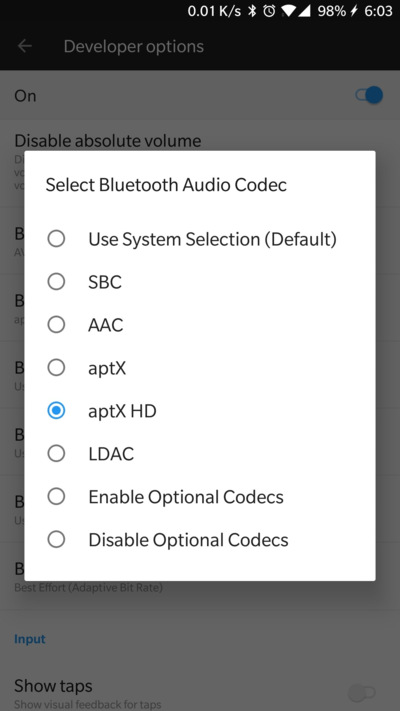 OnePlus 3-3T Bluetooth aptX and aptX HD
