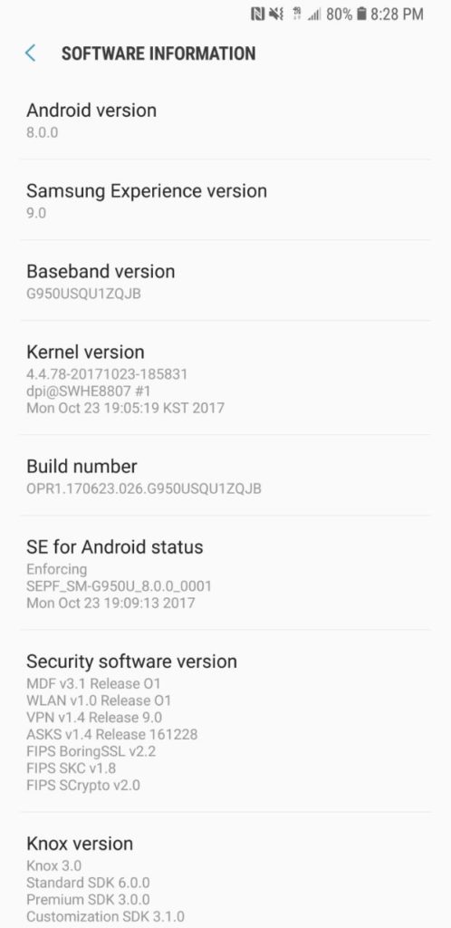 Oreo Beta Samsung Experience 9.0 G950USQU1ZQJB screenshot