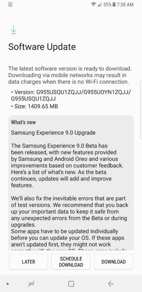 Oreo Beta Samsung Experience 9.0 G950USQU1ZQJJ screenshot