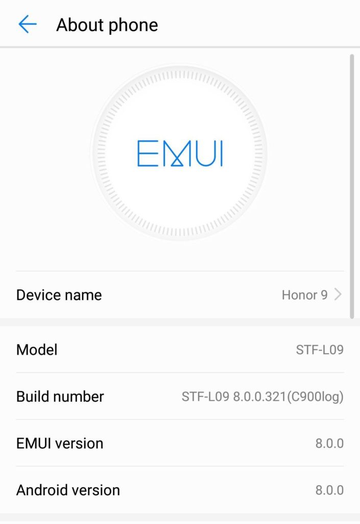 Android Oreo for Huawei Honor 9