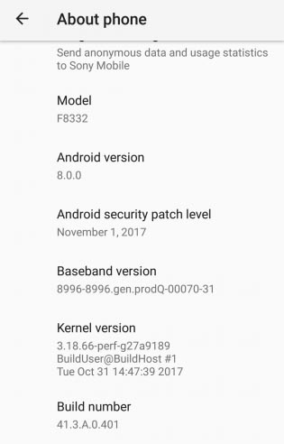 Android 8 Oreo for Xperia XZ/XZs