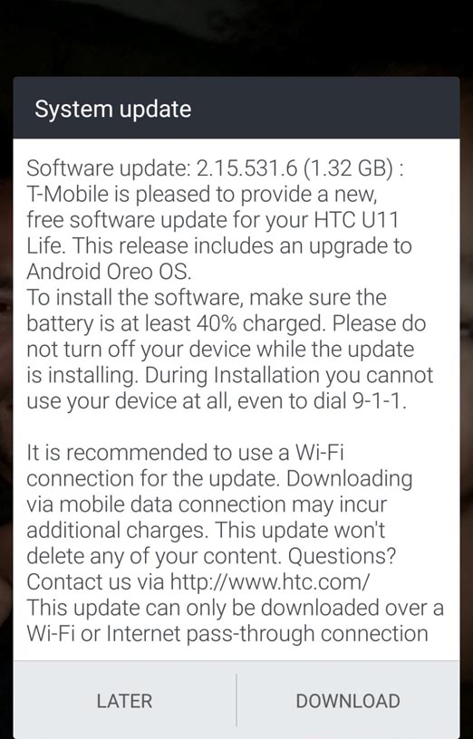 Oreo for HTC U11 Life
