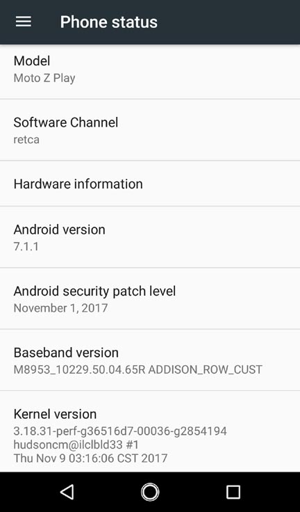 November security patch for Moto Z Play