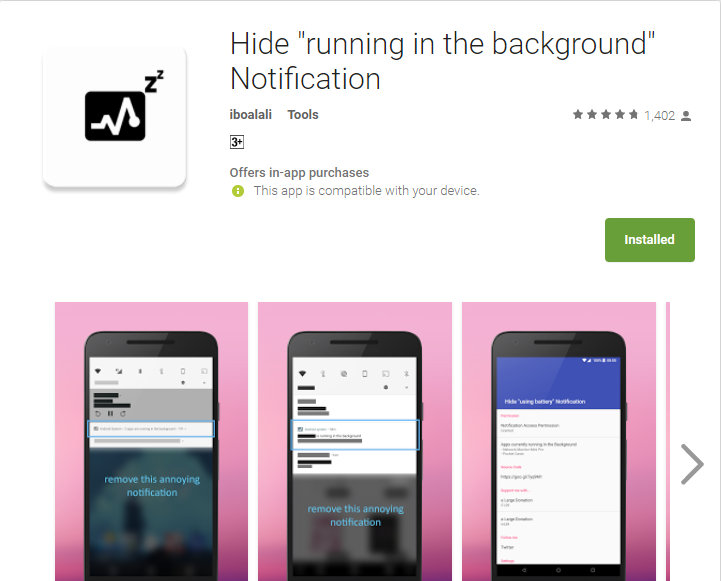 How to Hide running in the background Notification Android Apps on Google Play