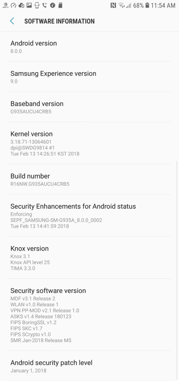 AT&T Galaxy S7 and S7 Edge Android 8.0 Oreo OTA Download screenshot