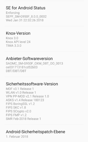 Samsung Galaxy S8+Official Oreo firmware build number G950FXXU1CRAP