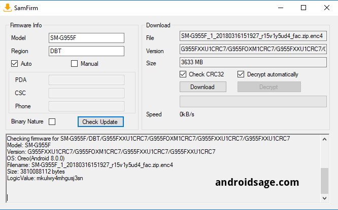 Download Samsung Galaxy S8 and S8 Plus August 2018 Security Patch based on Android 8.0 Oreo 5 Download and Install Galaxy S8 (Plus) G955FXXU1CRC7 and G955FXXU1CRC7 Odin firmware