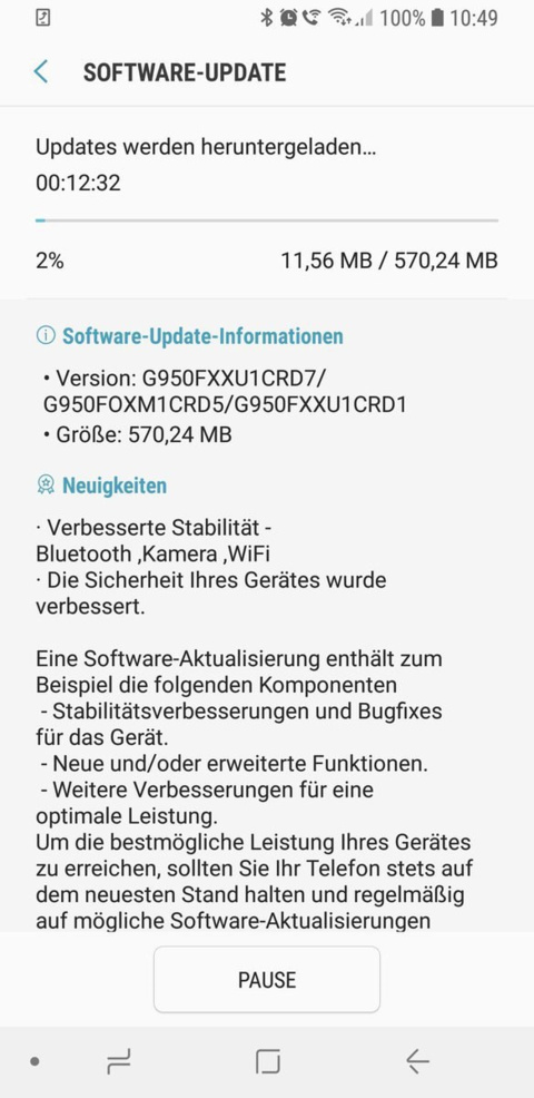Samsung Galaxy S8 and S8+ April 2018 Security Patch OTA update