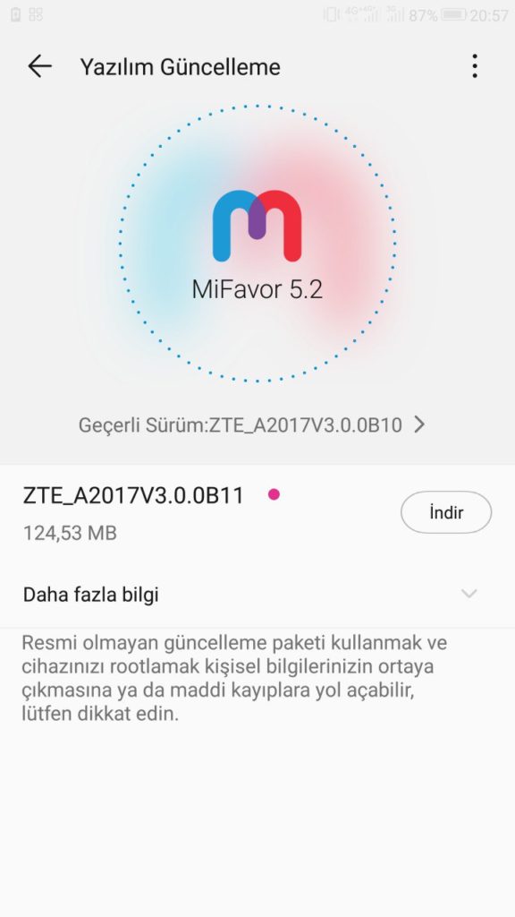 ZTE Azon 7 Android 8.0 Oreo Mi Favor 5.2 ZTE_A2017V3.0.0B11 update