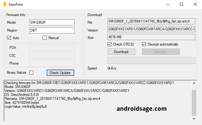 Downloading Samsung Galaxy S9 and S9+ full stock firmware odin file