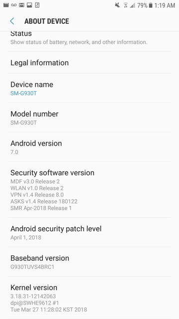 T-Mobile Galaxy S7 and S7 Edge Oreo OTA update G930TUVU4CRF1 and G935TUVU4CRF1