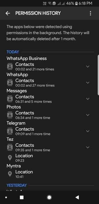 App permission monitor Screenshot