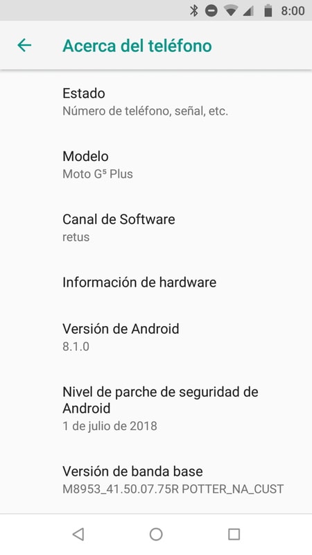 Moto G5 Android 8.1 Oreo