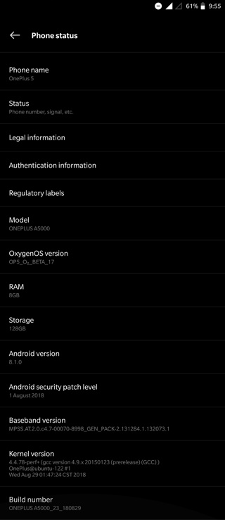 OnePlus 5 and 5T Open Beta 17 and 15 