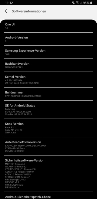 Note 9 Android 9 Pie One UI Beta Screenshot Settings