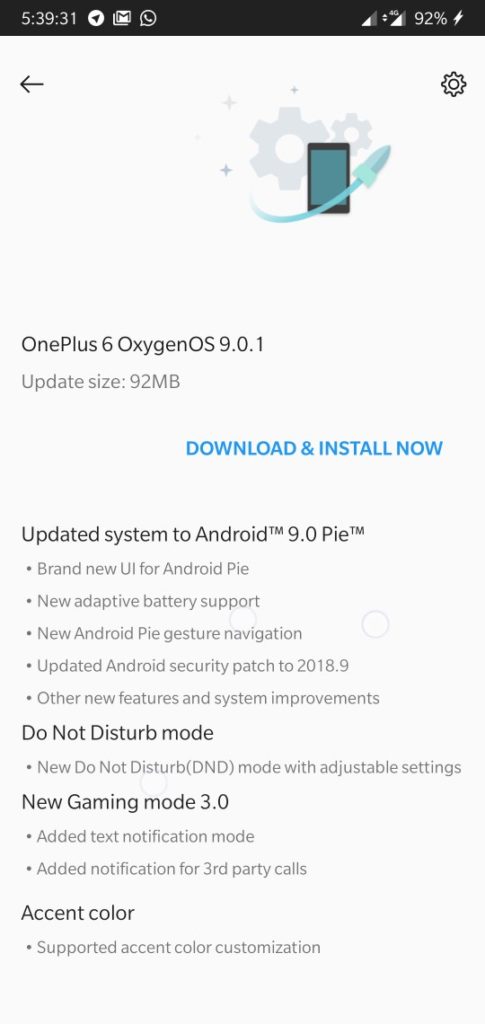 Oneplus 6 Oxygen OS 9.0.1 OTA update