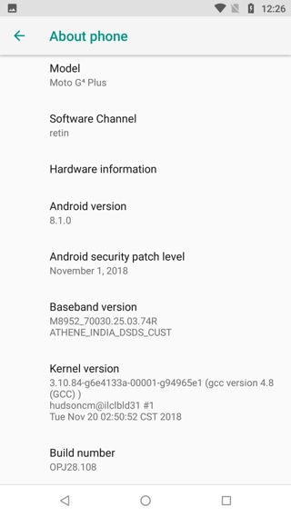 Moto G4 and G4 Android Oreo 8.1 Soak Test Update OPJ28.128 download 3