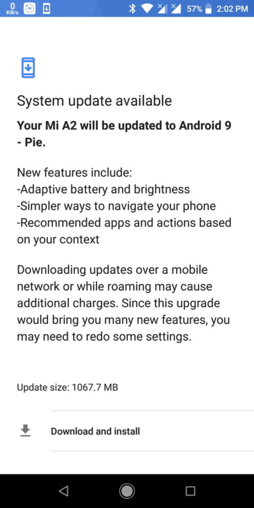 Xiaomi Mi A2 Android 9.0 Pie