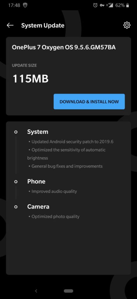 OnePlus 7 Oxygen OS 9.5.6