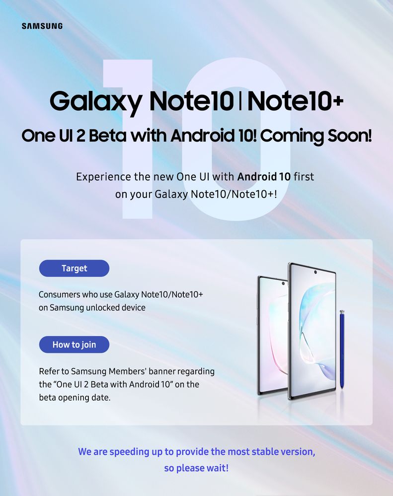samsung galaxy note 10 plus one ui 2.0 beta program android 10