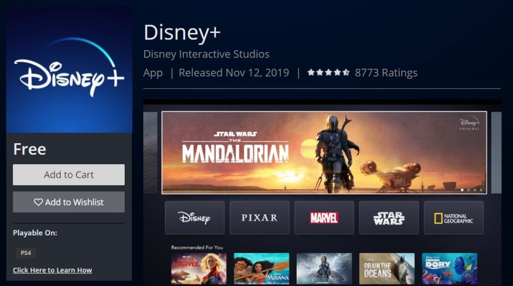 Disney+ on Sony PlayStation 4 PS4 Official PlayStation Store US download-min