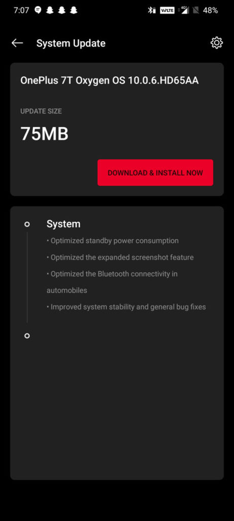 Oxygen OS 10.0.6 for OnePlus 7t Screenshot