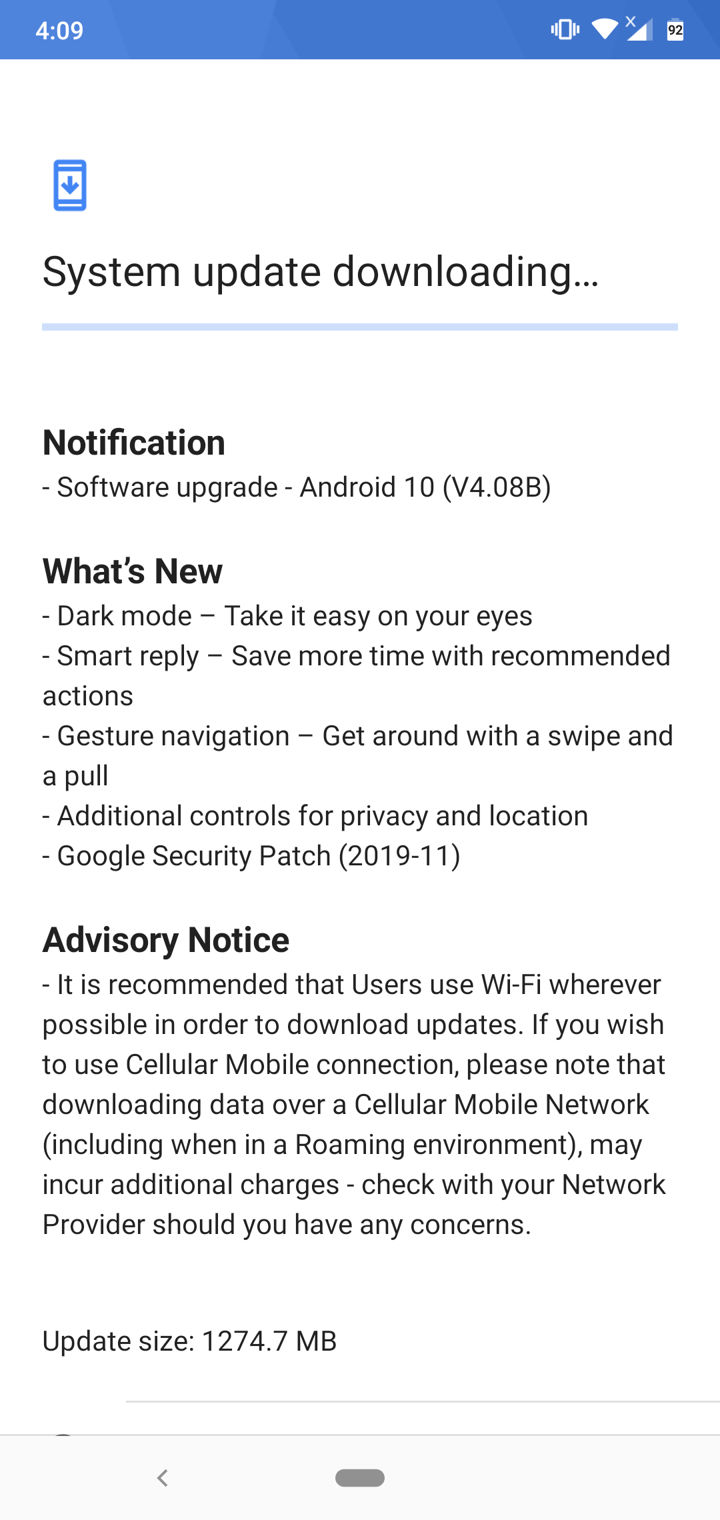 Nokia 7.1 Android 10 OTA update